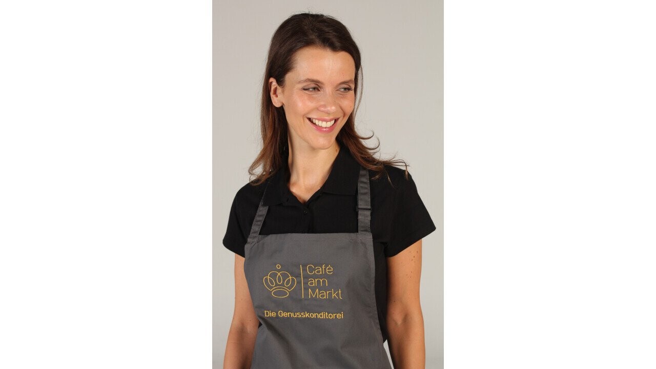 Bib apron with embroidered logo
