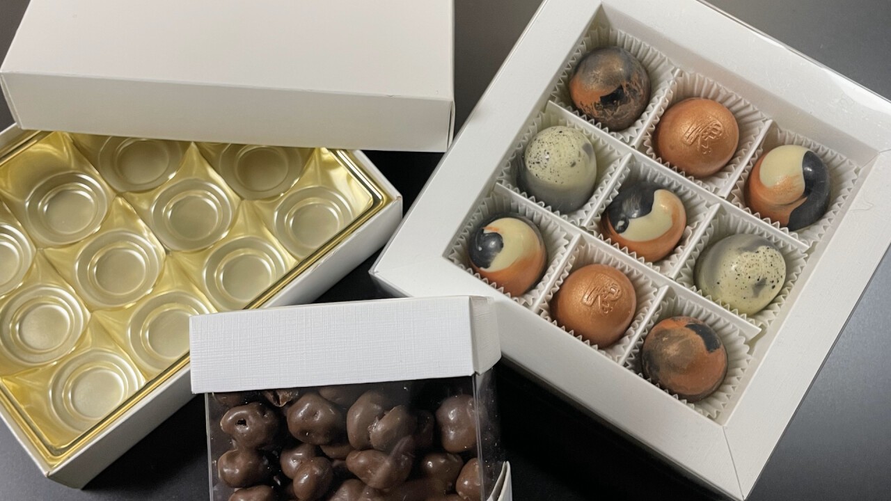 Z.B. personalisierbare Pralinenverpackungen 