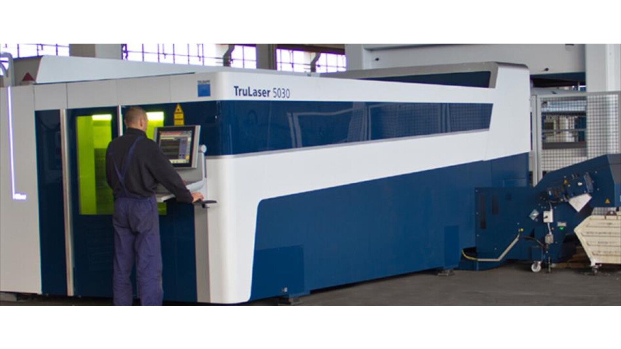 One of four laser cutting machines used for sheet metal and steel processing. 