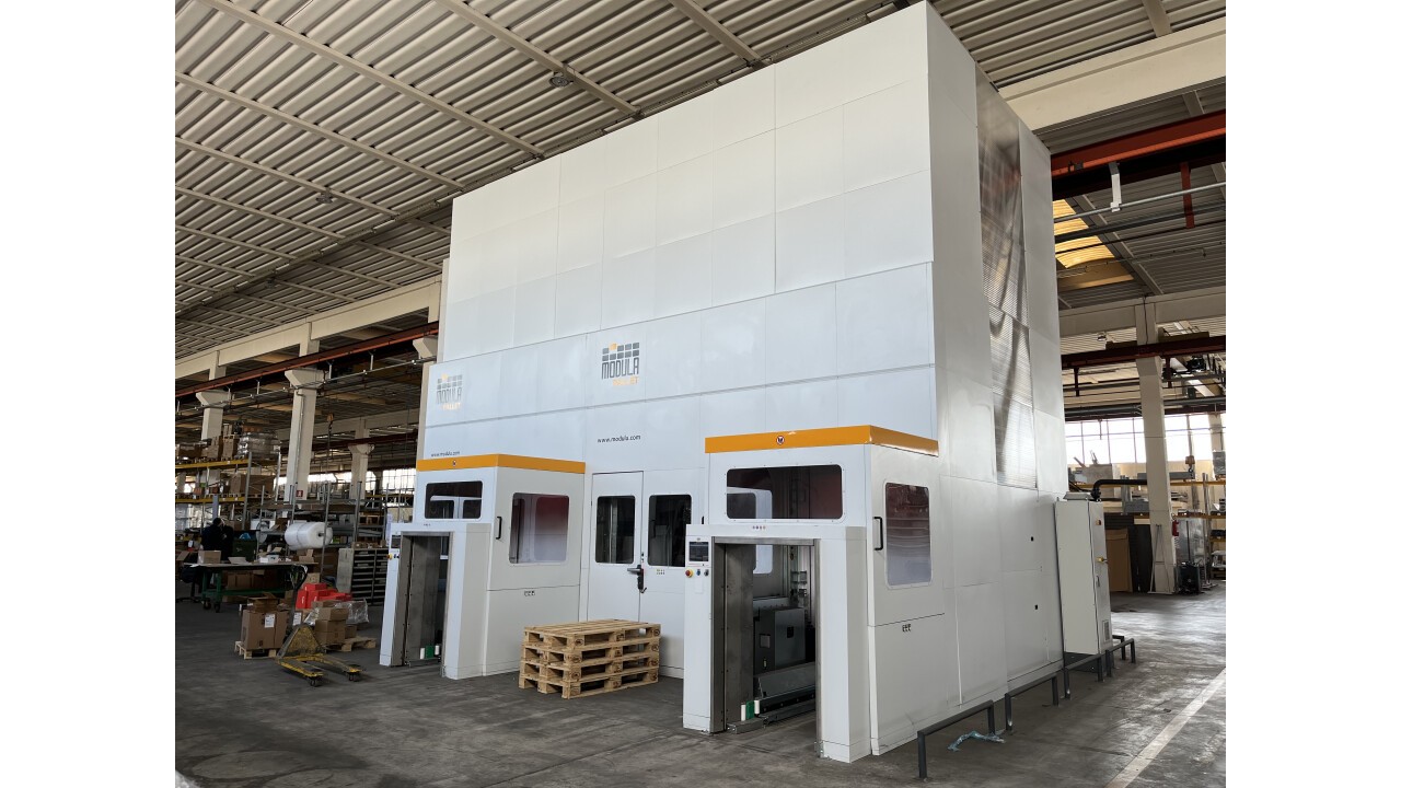 One of three automatic warehouses for stock pieces and various components. 