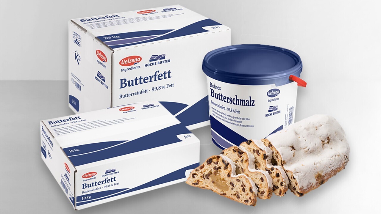 Stollen is traditionally baked with butter or clarified butter