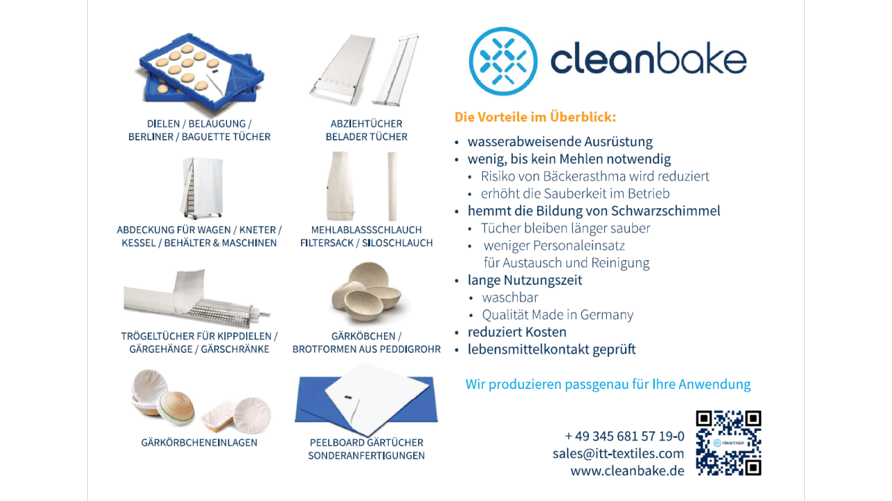 CLEANBAKE Produktübersicht - Bäckereibedarf - Made in Germany 