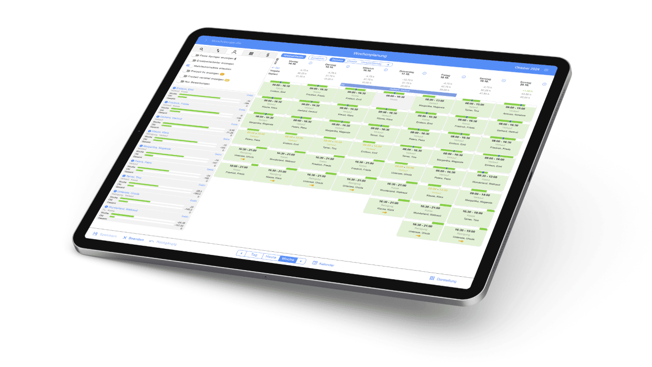 SEAK Mobile Staff Scheduling on Tablet